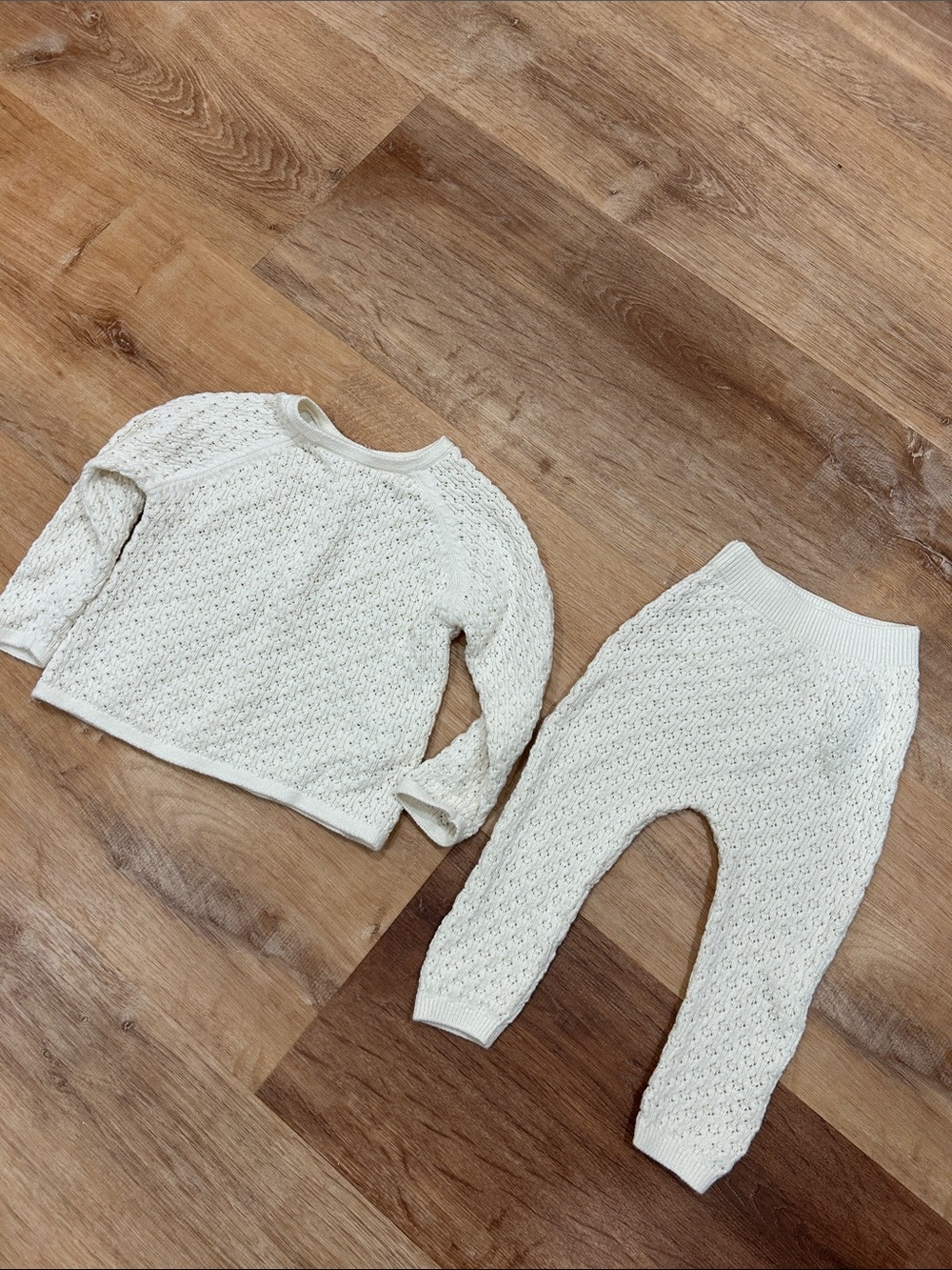 Zara Toddler Cream Knit Sweater & Pants Set